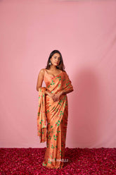 Zoya Peach Silk Saree